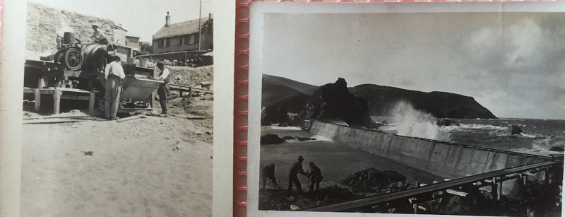 Photos of the construction of the breakwater