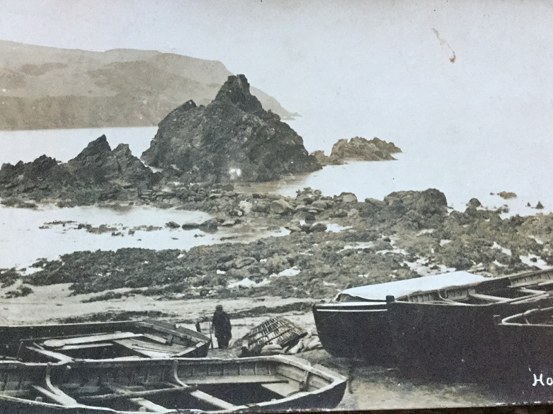 Harbour Beach before the breakwater was built showing the rocks