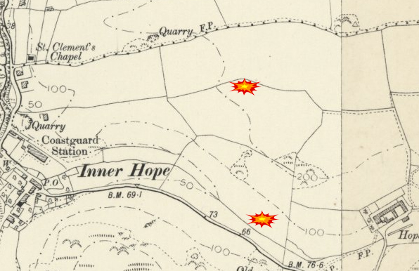 Map showing WW2 bomb craters
